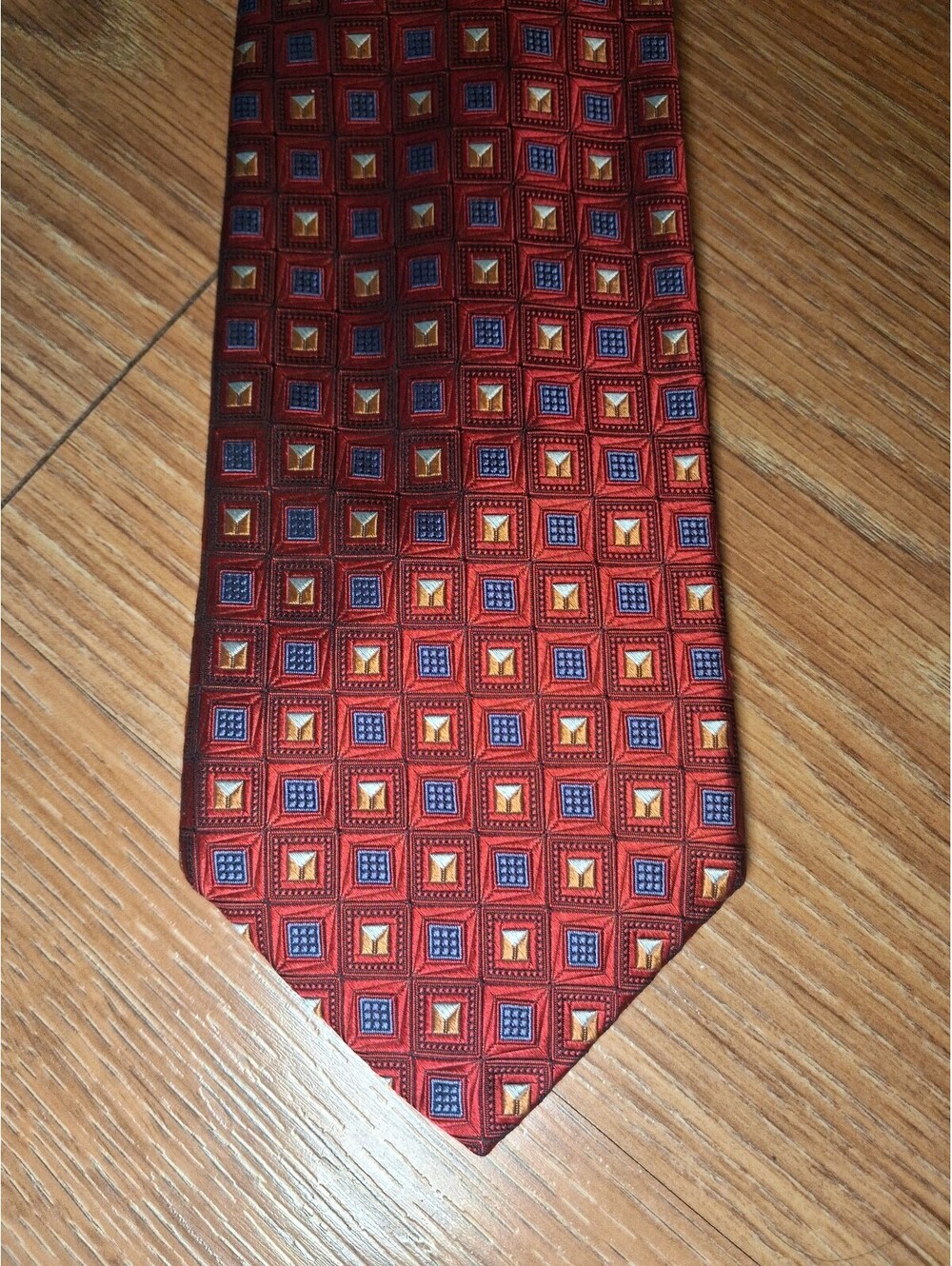 Robert Talbott Studio Silk Tie Red Geometric Handmade Wide